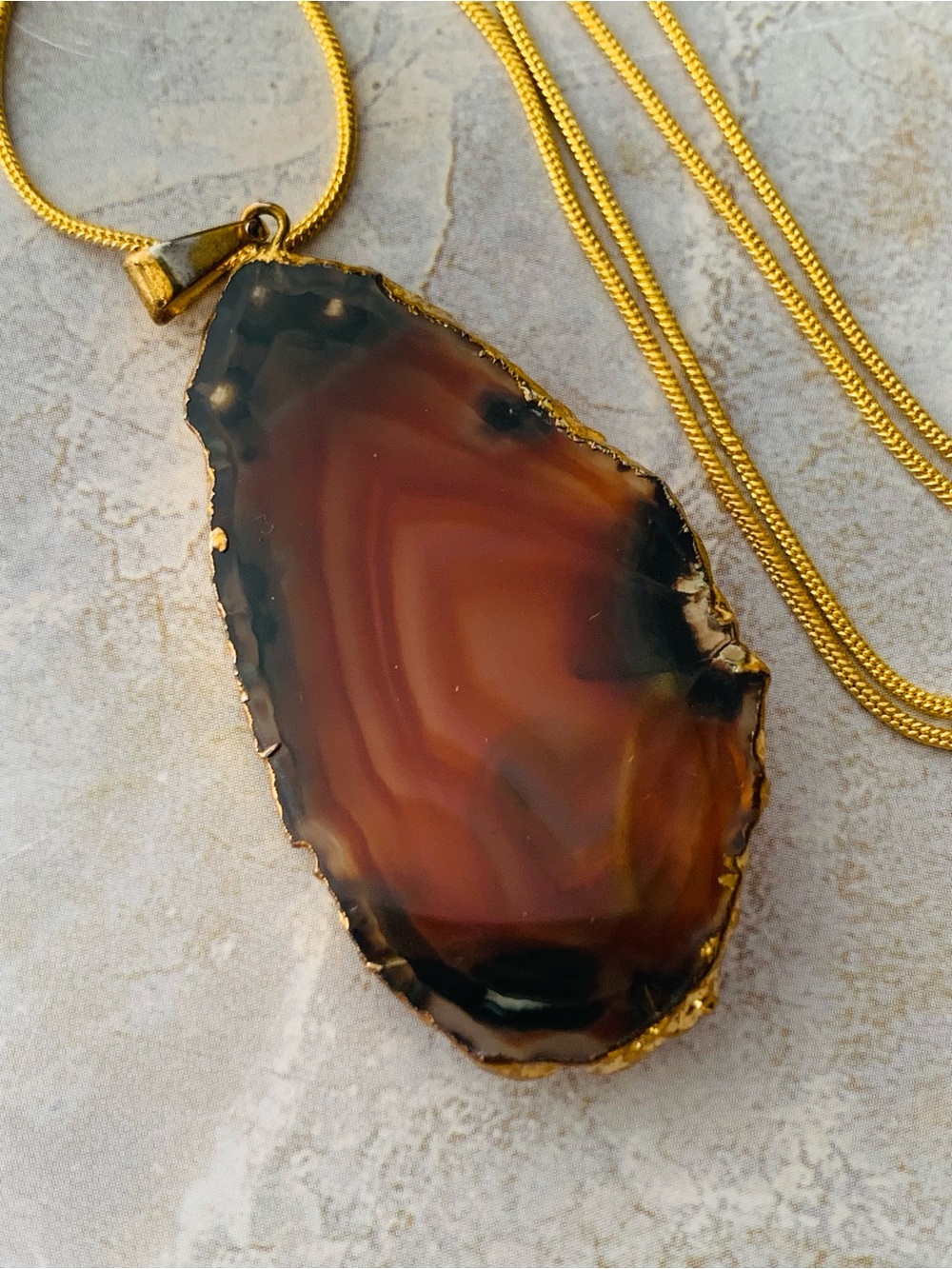 Rust Agate Pendant Necklace with - Picture 2 of 7